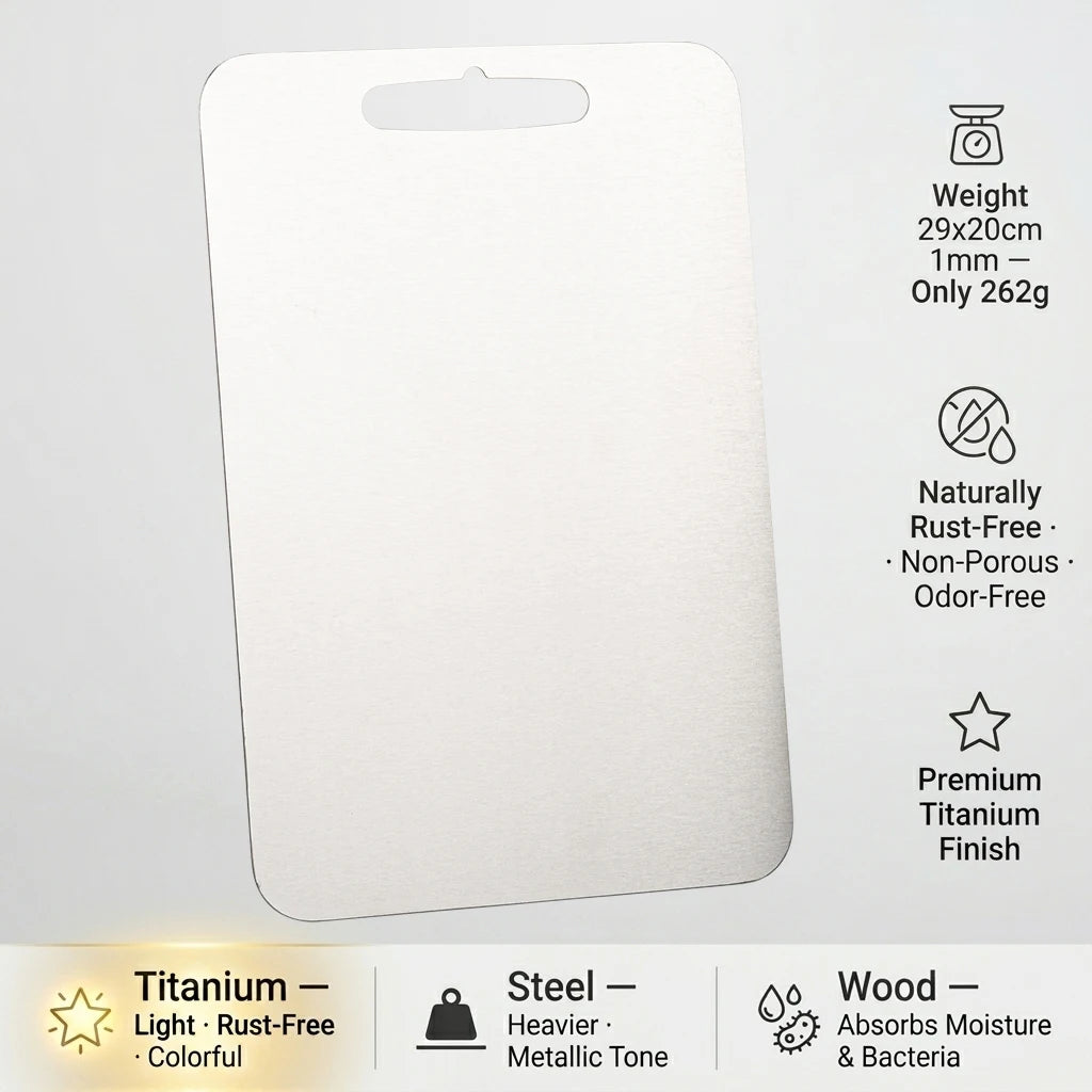 Pure Titanium Cutting Board Lightweight Food Grade Metal Chopping Board Anti-Bacterial