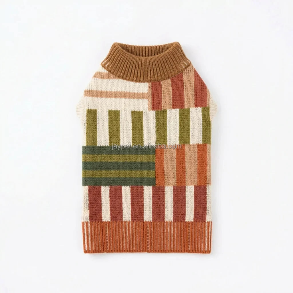 Color Block Knit Dog Vest, Modern Sweater Vest for Winter and Spring