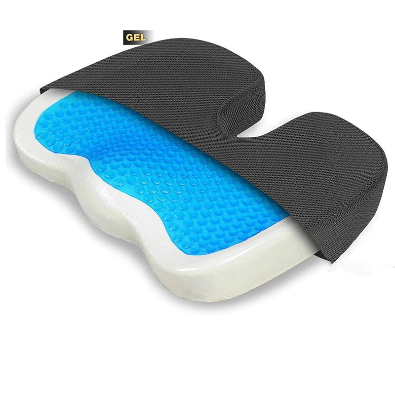 Cooling Gel Memory Foam Seat Cushion with Coccyx Cut-Out, 46 x 37 x 7.5 cm