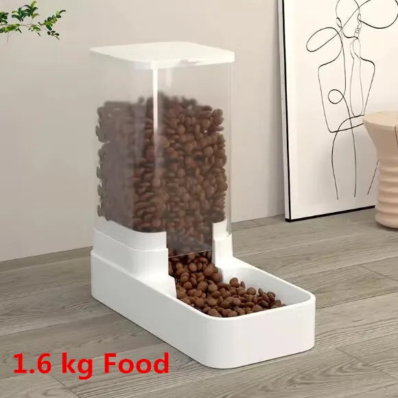 Automatic Dog Cat Feeder and Water Dispenser Set Gravity Pet Feeders Waterer Fountain