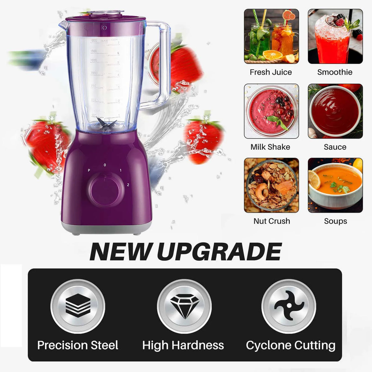 Fruits Juicer 350W Stainless Steel Blade Smoothies Food Blender for Home Kitchen