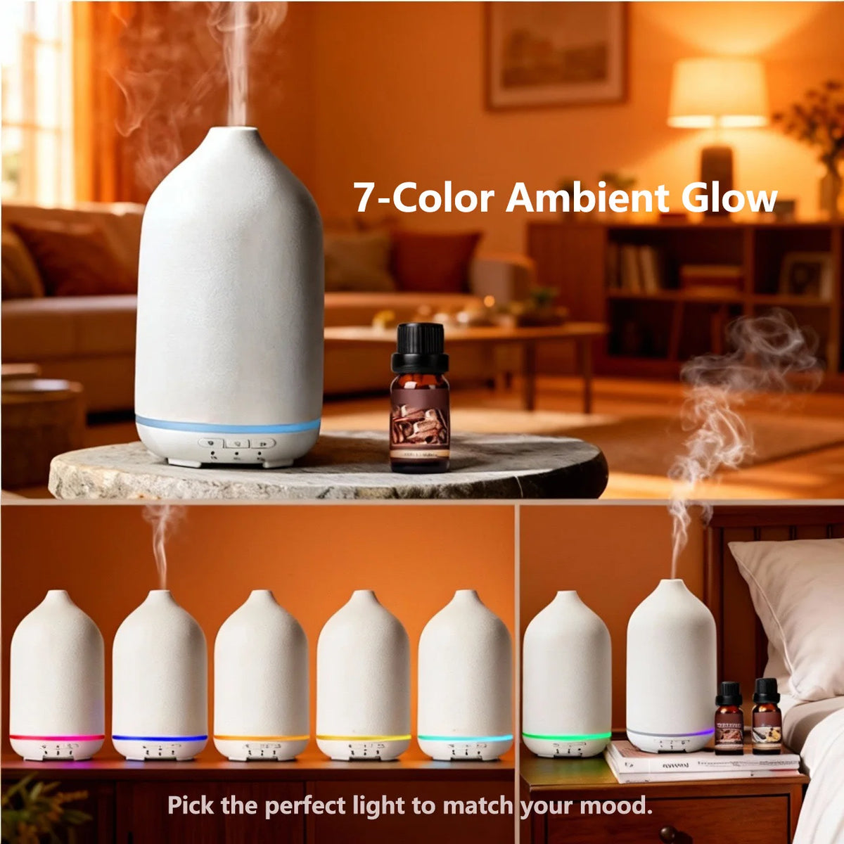 Ceramic and Stone Essential Oil Diffuser, Ultrasonic Aromatherapy Diffusers