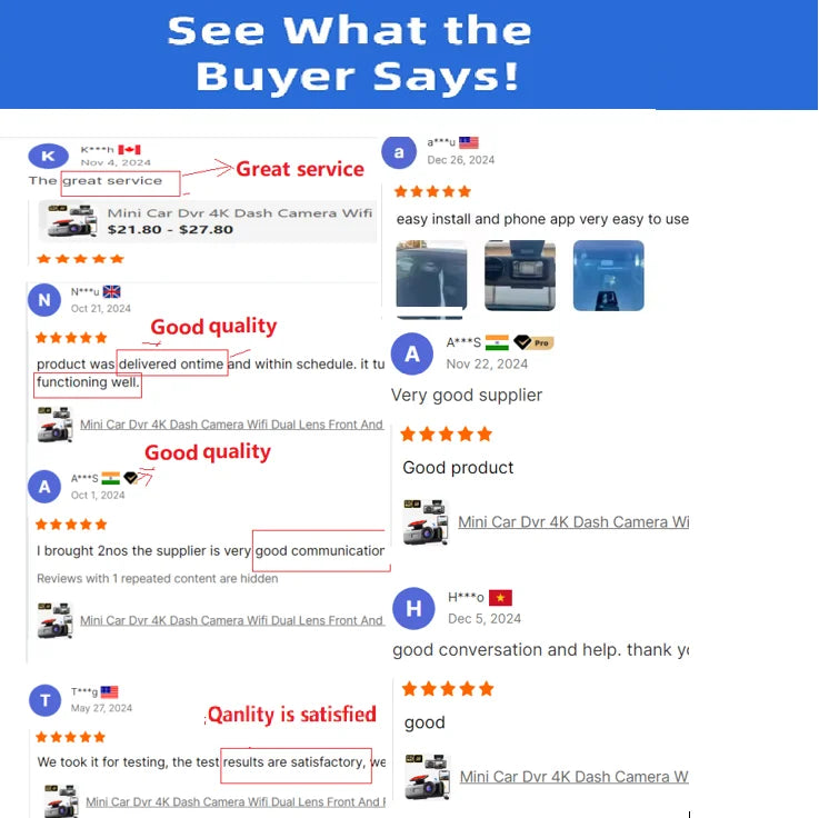 Mini Car Dvr 4K Dash Camera Wifi Dual Lens Front and Rear Car Camera Black Box Dash Cam