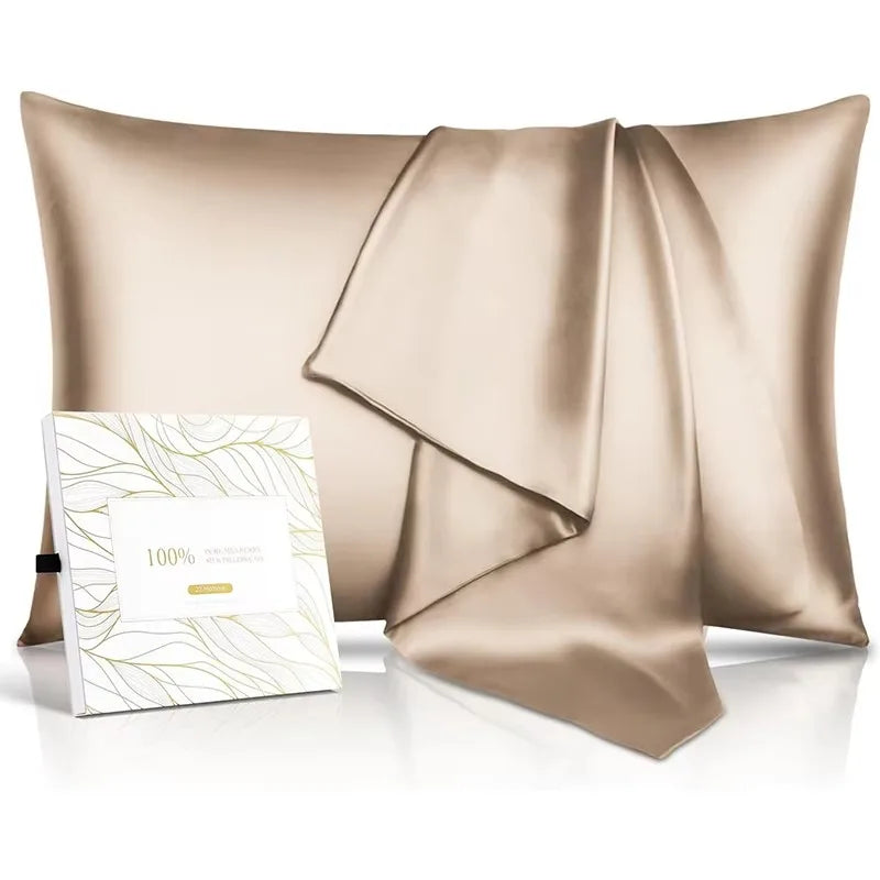 Customizable 100% Silk Satin Pillowcase 22 Momme Seamless Silver Ion Antibacterial Zipper