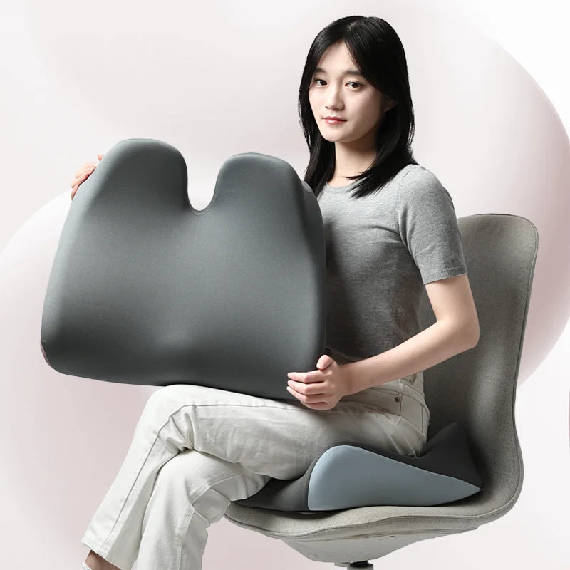 Ergonomic Memory Foam Seat Cushion with Coccyx Cut-Out for Office and Car