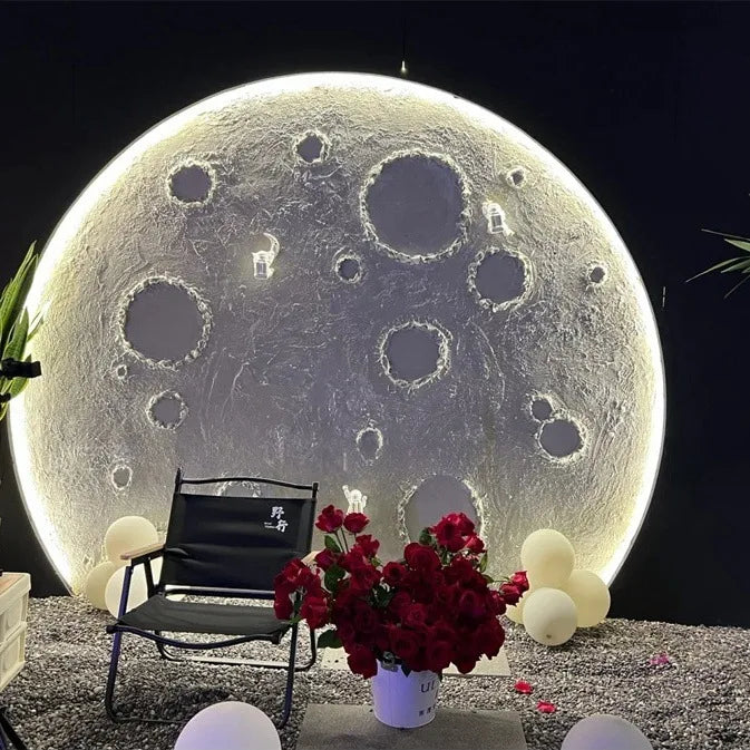 3D Relief Moon Modern Wall Lamp for Living Room Dining Interior Decoration Custom Packing