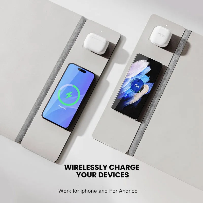 Office Decor Accessories Fast 15W Wireless Charging Mat Desktop Leather Mouse Pad