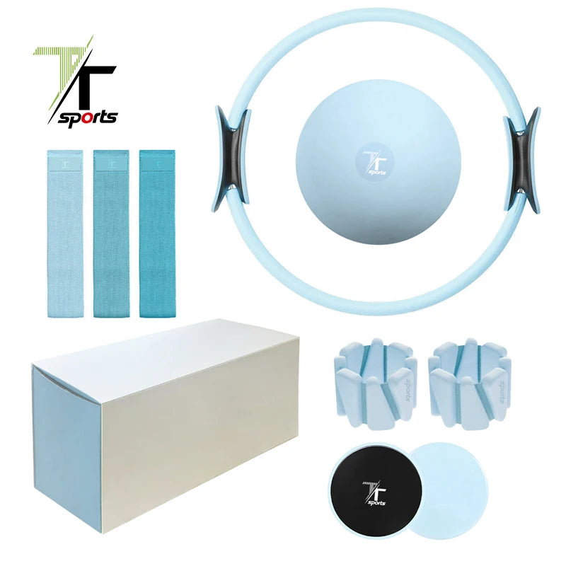 TTSports Portable Silicone Pilates Set Accessories Gym Stretch Band Fabric Resistance