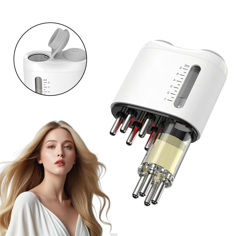 Electric Scalp Oil Applicator Comb with Red Light, White