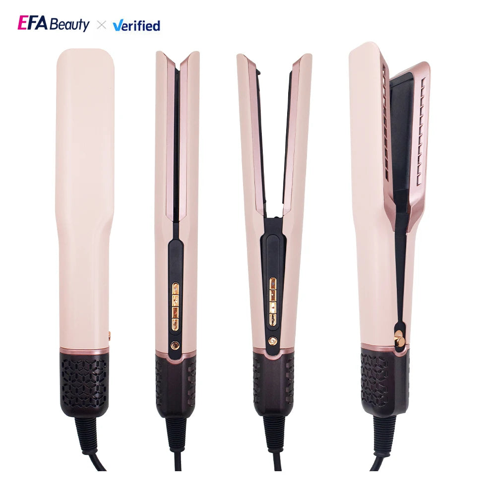 Professional Steam Hair Straightener with Ceramic Brush