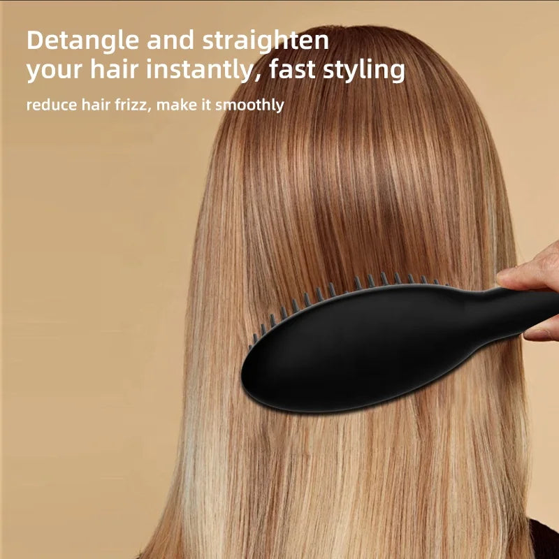 Fast Styling Hair Straightener Brush with Anti-Scald PTC Heater Negative Ion Ceramic