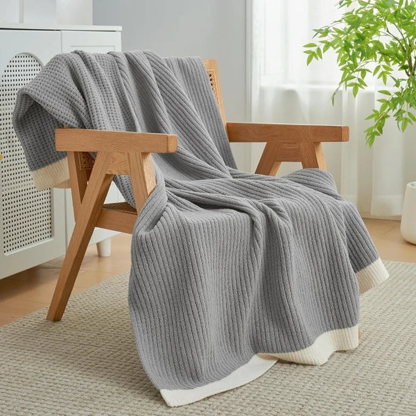 100% Cotton Knit Chunky Blanket Lightweight Breathable Cozy Summer Blankets for Bed