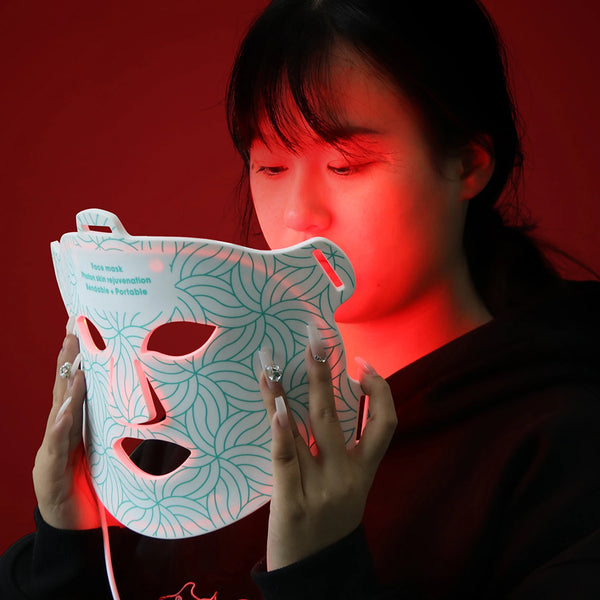 LED Face Mask with 460nm, 590nm, 630nm and 850nm Light, Four-Chip Design