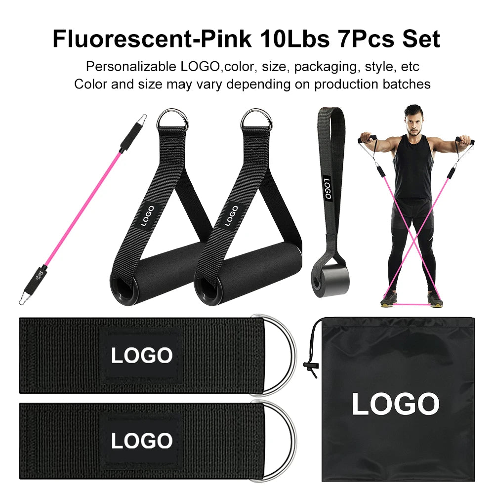 Latex Resistance Band Set 12 Piece 10-50 Lbs Full Body Strength Training Home Gym