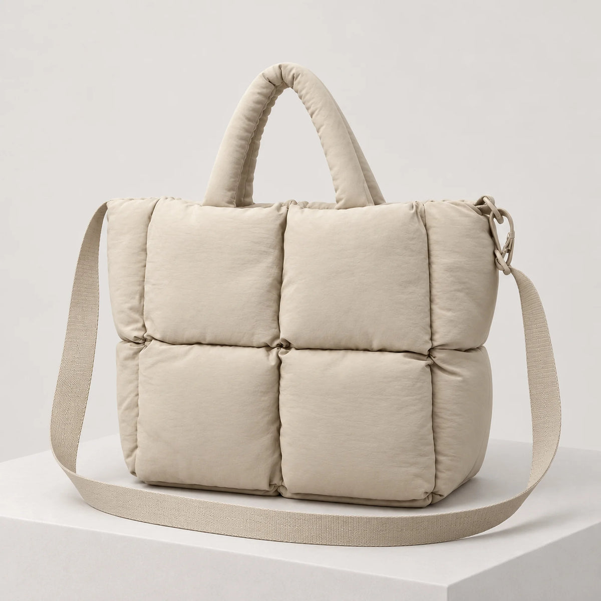 Custom Quilted Puffer Tote Bag Solid Color Water Resistant Large Capacity Shoulder Zipper