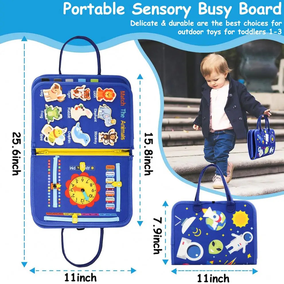 Felt Montessori Kids Educational Learning Busy Board Plane Car Rides Travel Busy Book Toy