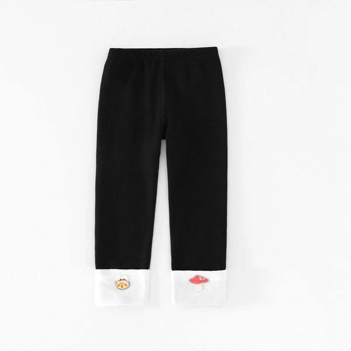 Stylish Cute Girls' Autumn/Winter Fleece-Lined Elastic Waist Leggings & Solid Color Kids'