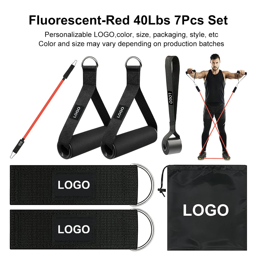 Latex Resistance Band Set 12 Piece 10-50 Lbs Full Body Strength Training Home Gym