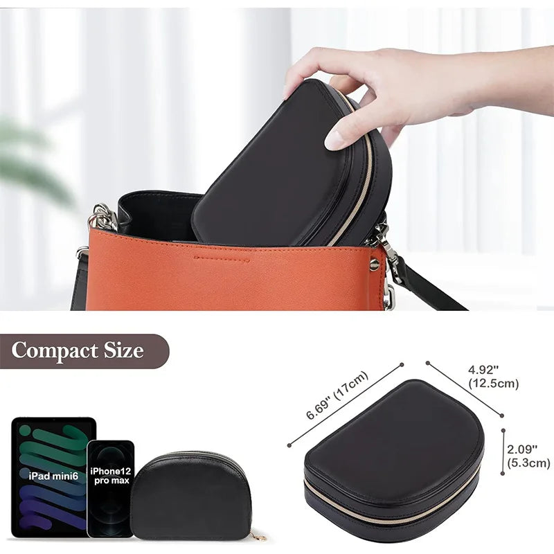 X133 Portable Travel Jewelry Box-Small 2-Layer Oval Jewelry Organizer with Zipper