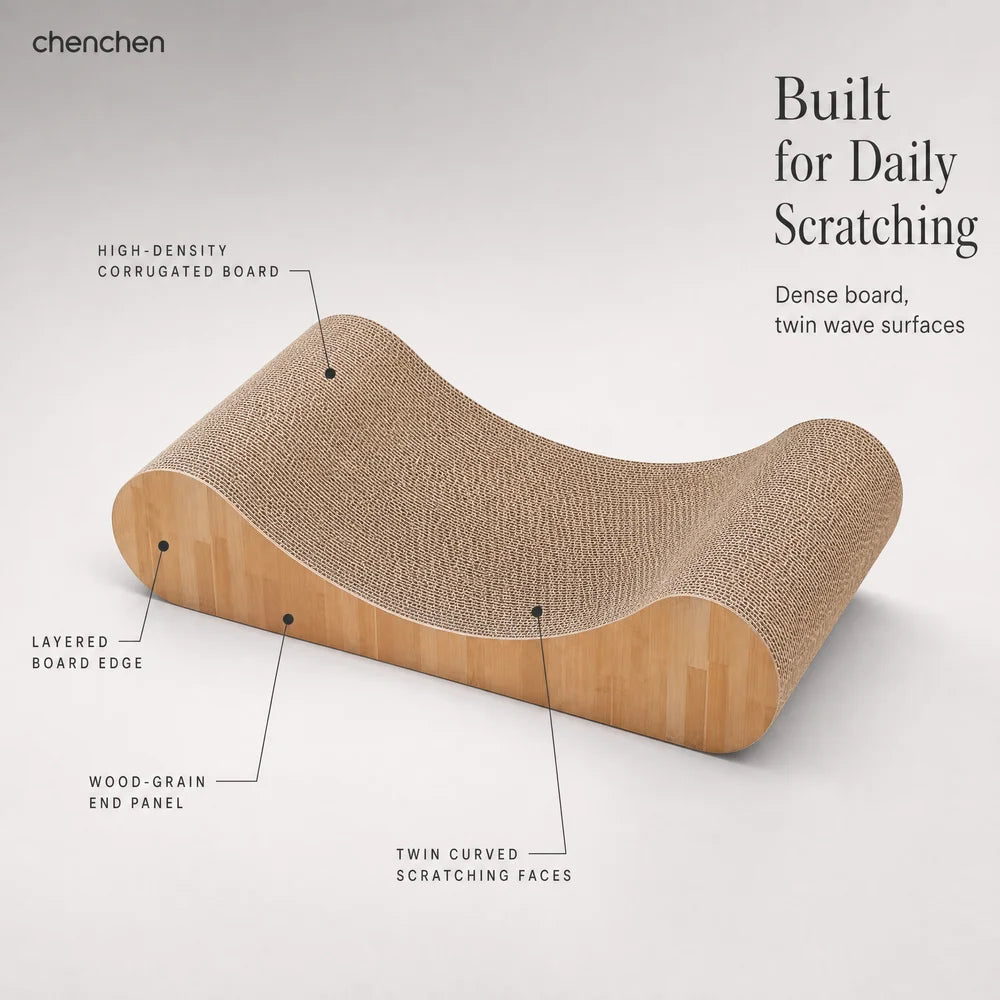 Cardboard Cat Scratcher Lounge Wave Shaped Scratching Board High Density Corrugated