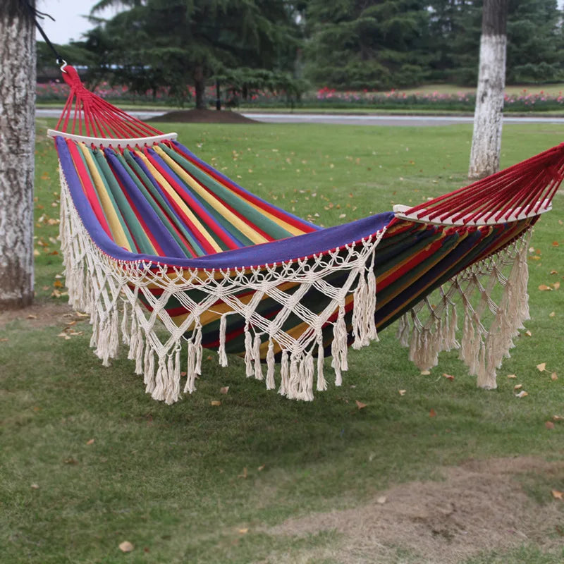 Tassel Hammock Outdoor Anti-Side-Tipping Thickened Canvas Princess Style Hanging Outdoor
