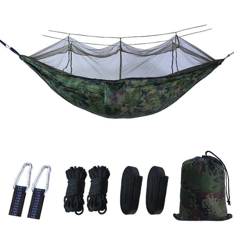 Outdoor Single Person Lightweight Foldable Hammock Mosquito Net Nylon Material 200kg
