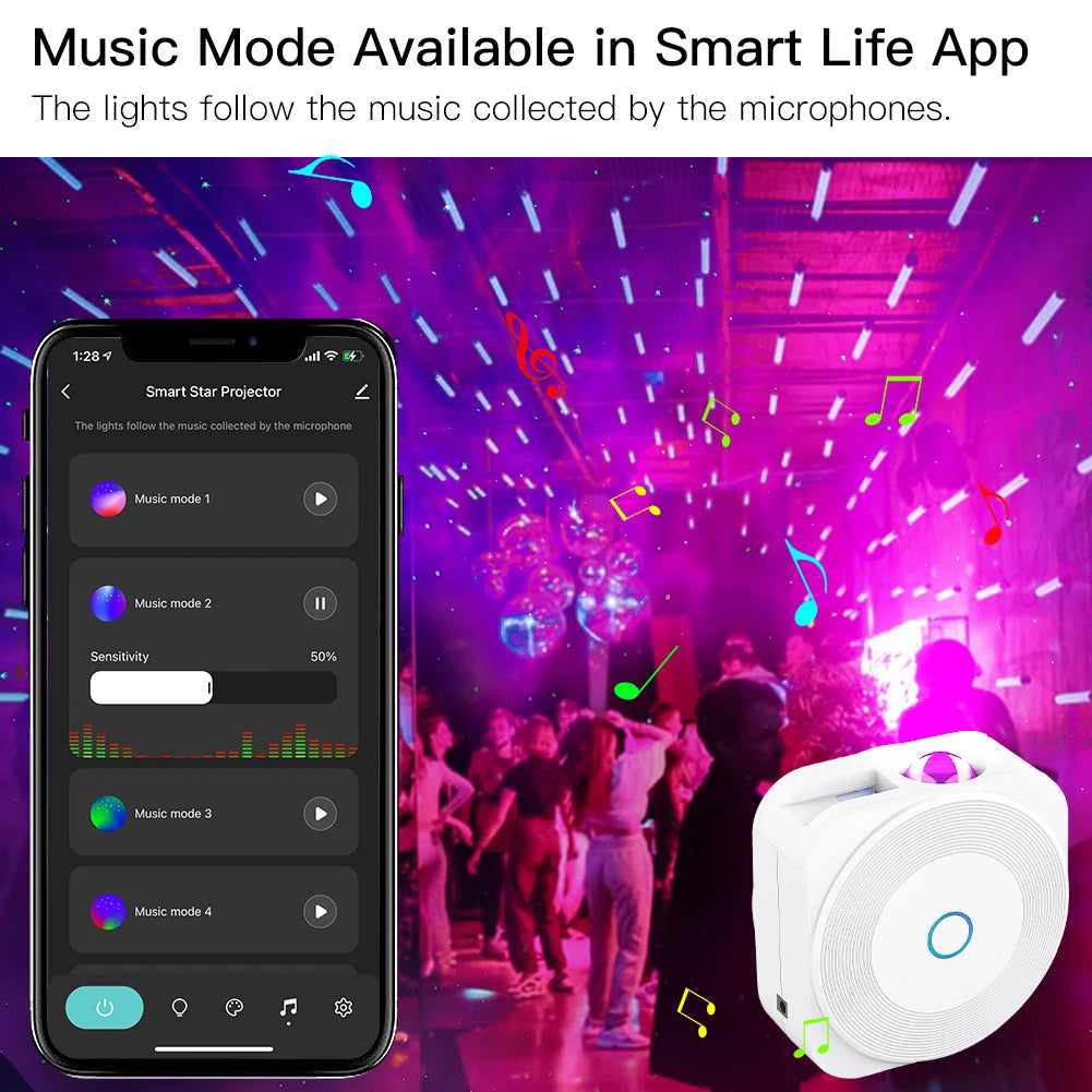 Smart Star Projector with Galaxy Nebula Cloud/Moving Ocean Wave, Star Sky WiFi Night