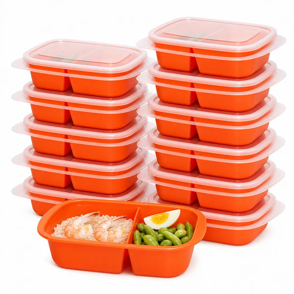 Custom Takeaway Rice Takeout Salad Meal Prep Grade PP Disposable Heatable 2 Compartments