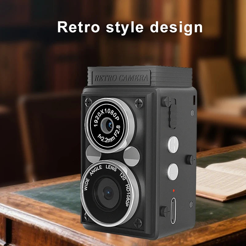 Dual Lens Vintage Mini Digital Camera Autofocus 12MP 1080P FHD Video Vlogging Portable