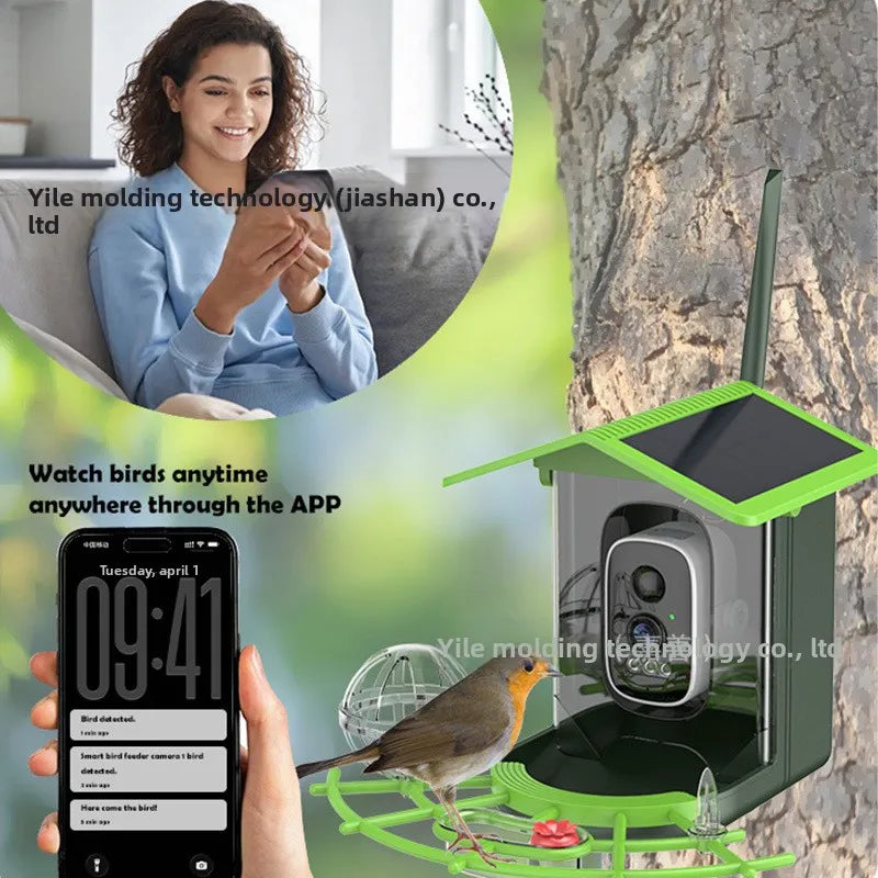 2K HD Camera Solar-Powered Automatic Bird Feeder Outdoor Waterproof AI Recognition Smart