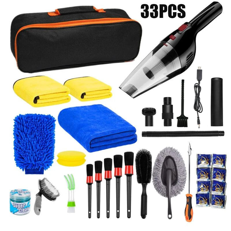 Car Vacuum Cleaner & Detailing Kit, Cordless Vacuum with Cleaning Brushes for Car Care
