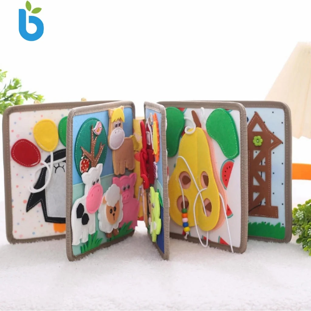 Travel Montessori Educational Felt Busy Board Sensory Toy Washable Cloth for Children 2-3