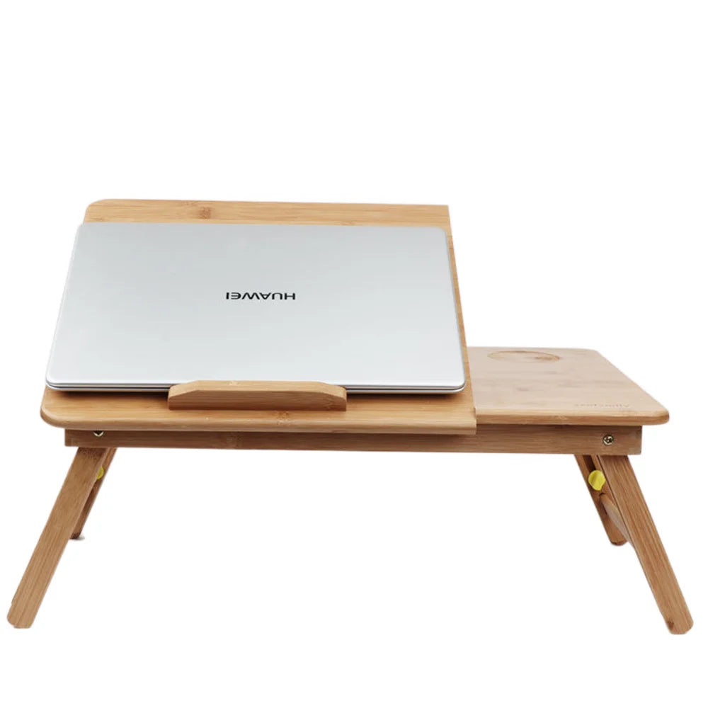 Bamboo Portable Foldable Laptop Desk Vertical Wooden Laptop Stand Adjustable Laptop Table