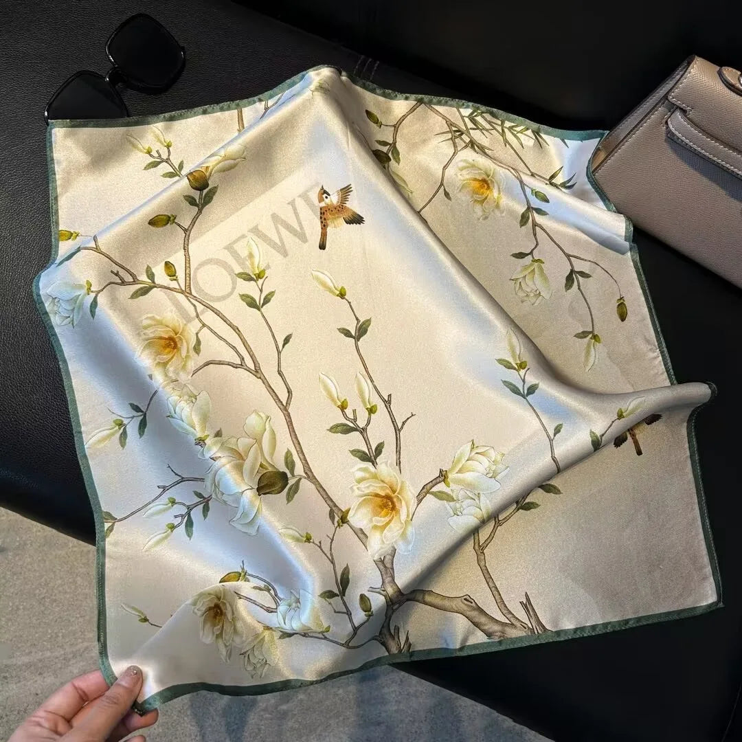 Luxury Silk Scarf for Women Pack Floral Style Multi-Functional All Season