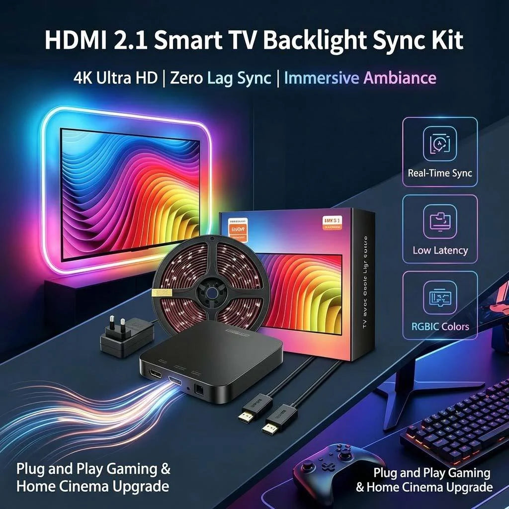 WiFi TV Backlight Sync Kit, RGBIC LED Strip for 40 to 120 Inch TVs