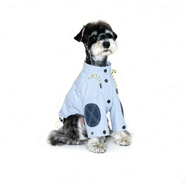 Retro Waterproof Cotton Dog & Cat Raincoat Windbreaker High Collar Adjustable Lightweight