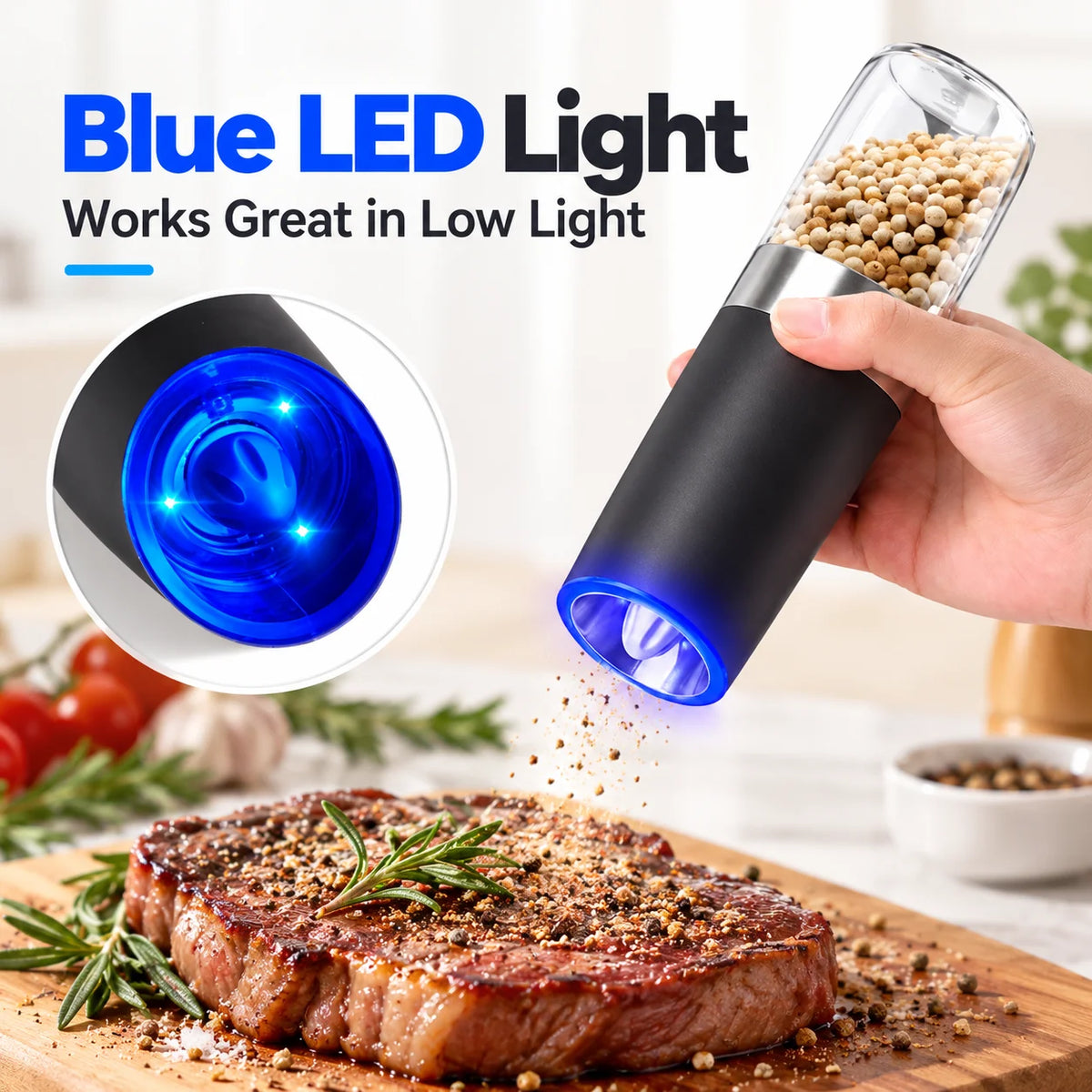 Gravity Electric Salt and Pepper Grinder Automatic Spice Mill with Adjustable Coarseness