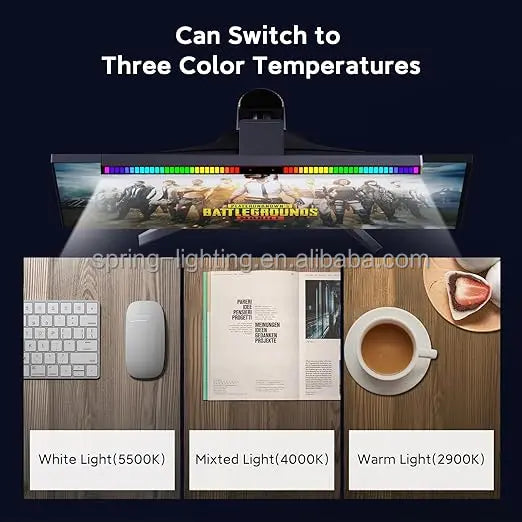 Music Sync USB WiFi LED Monitor Light Bar RGBIC Computer Gaming Atmosphere Light Black