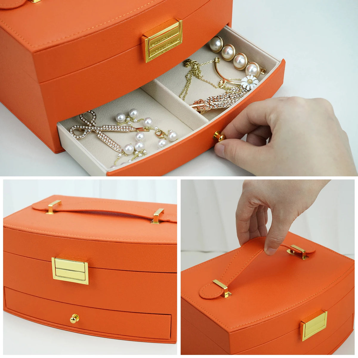 Travel Jewelry Organizer Box with Mirror Customizable Material 20x15x10cm ISO 9001