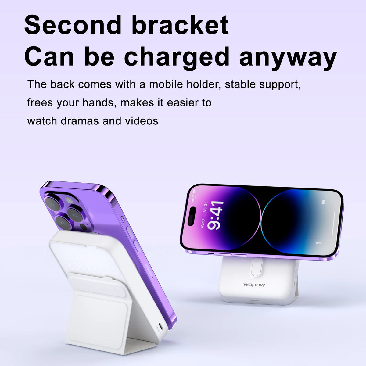Magnetic Wireless Charging Power Bank with Bracket 10000mAh Battery Compatible for iPhone