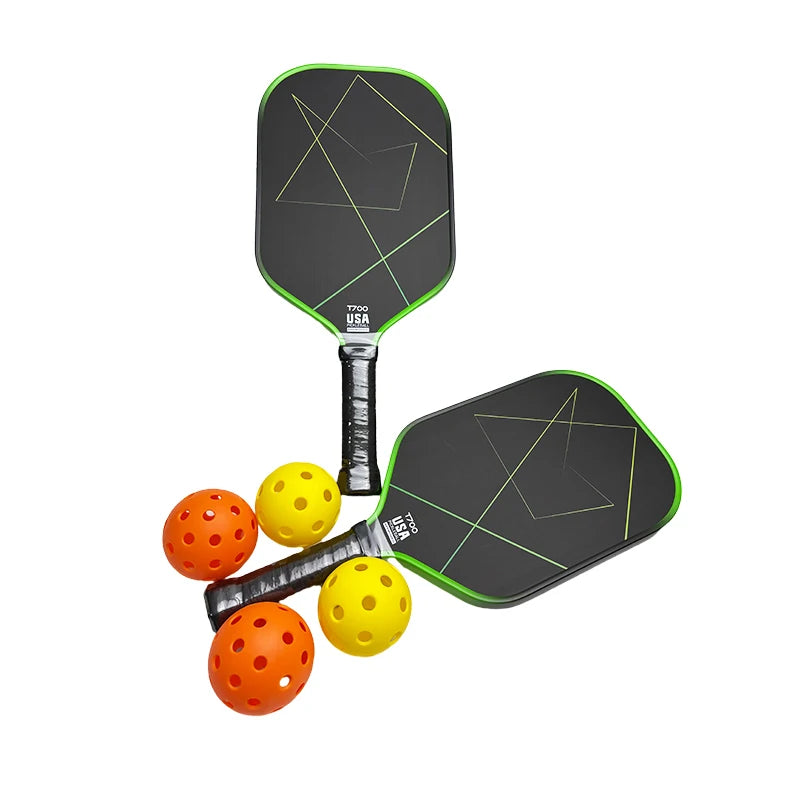 Beginner Carbon Fiber Pickleball Paddle Set with Net 7-Ply Birch Core Lightweight