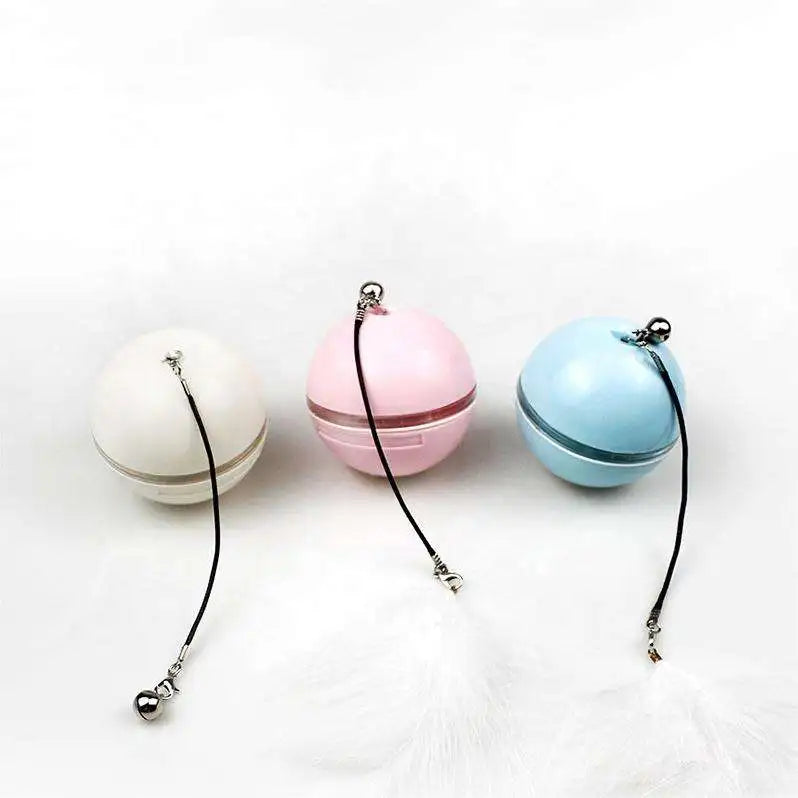 Smart Electronic Automatic Cat Toys Self with Feather USB Rechargeable Rolling Ball Light