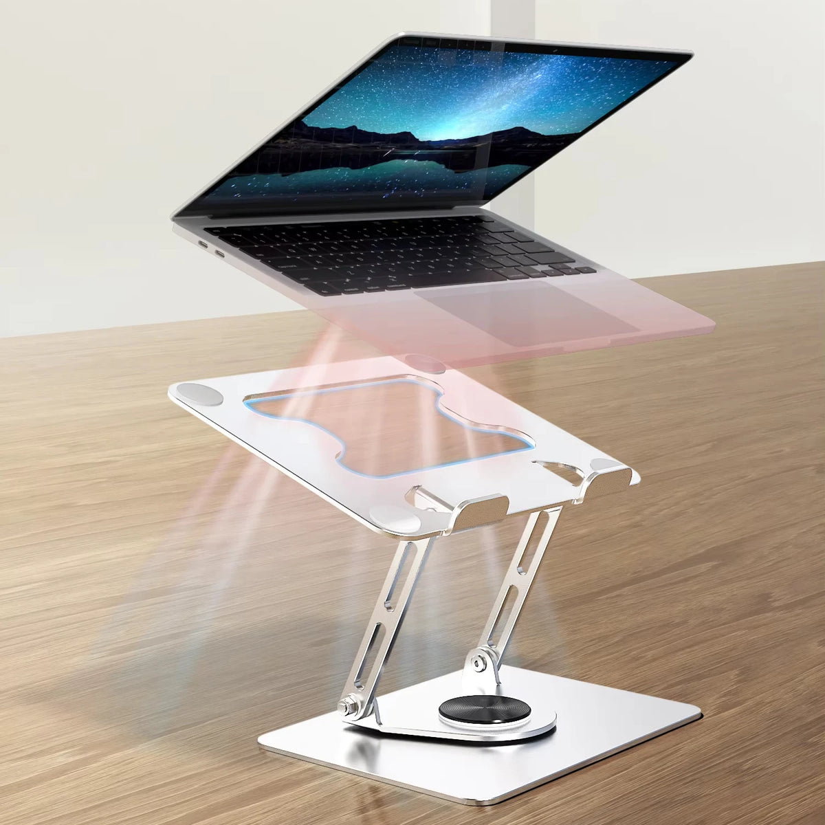 360° Rotatable Laptop Stand, Ergonomic Foldable Carbon Steel with Height Adjustable