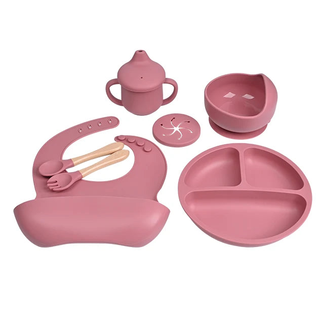 CE CPC Certified BPA Free Microwavable Silicone Baby Feeding Set Soft Spout Sippy Cup