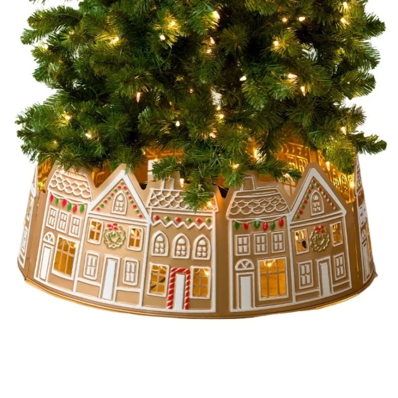 New LED PVC Gingerbread House Christmas Tree Collar Decoration European & American Style