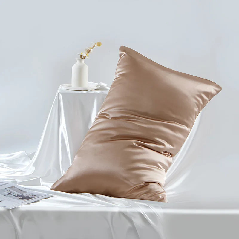Double-Sided Satin Weave 100% Mulberry Silk Zippered Pillowcase 19 Momme for Bed Pillows