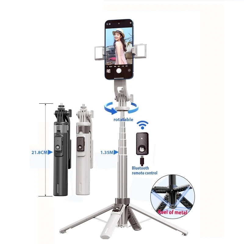P130 135CM 4-Legs Mini Smart Selfie Stick with 360 Rotation Auto Face Detection Selfie