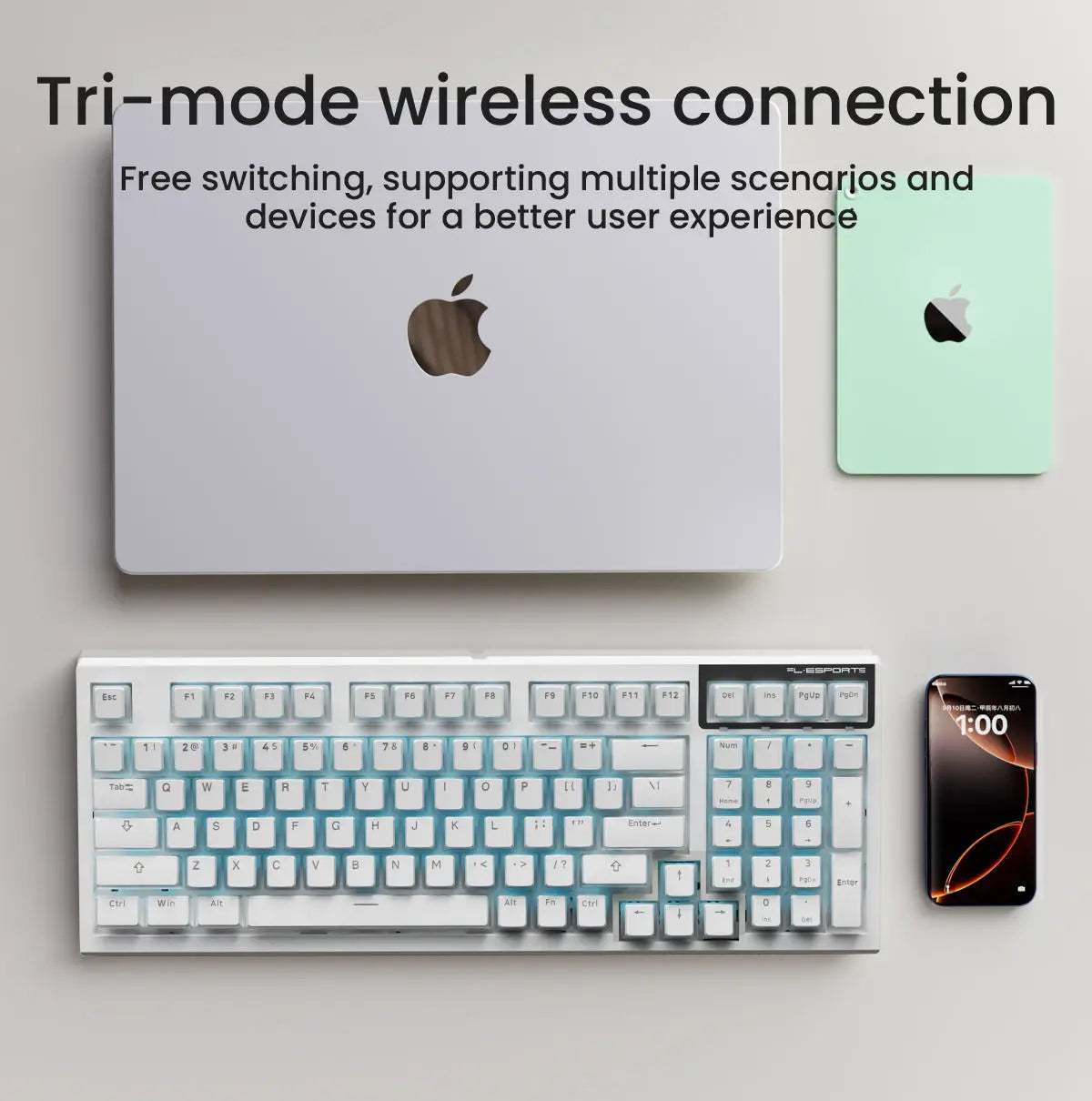 FL980 98Key Gasket Mechanical Keyboard Triple Mode Wireless Wired RGB Hot Swappable