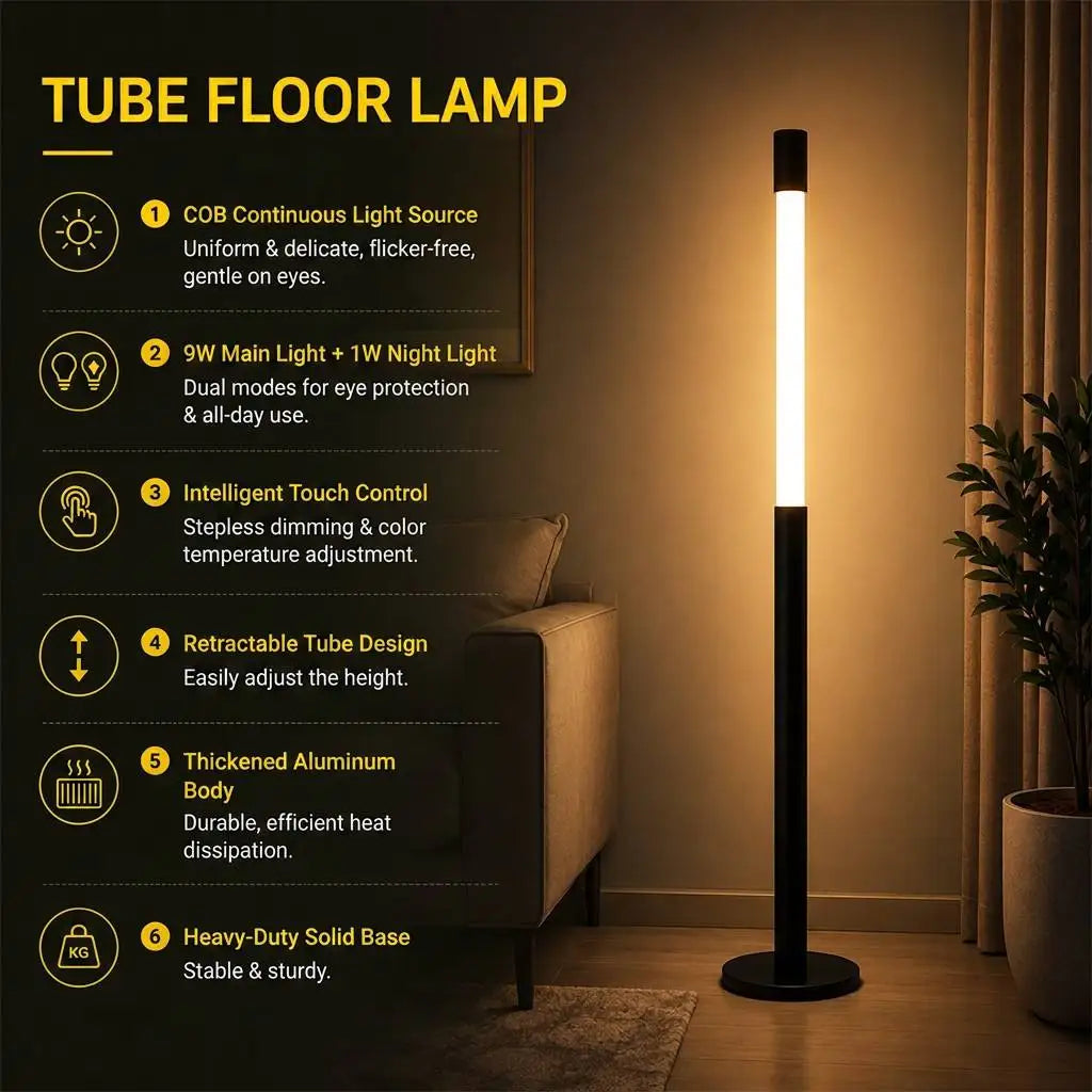 Modern Cylindrical LED Floor Lamp Bubble Glitter Tube Warm Ambient Standing Lamp