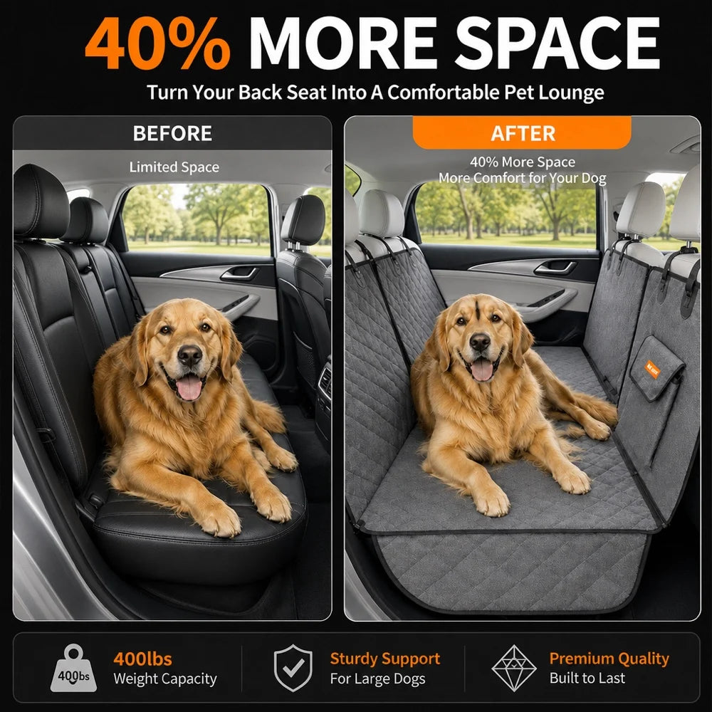 Waterproof Dog Car Seat Cover Back Seat Protector Hammock with Mesh Window
